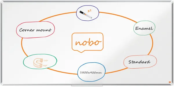 Nobo Premium Plus emaloitu valkotaulu 180x90cm valkoinen